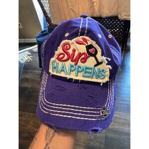 Sip Happens Wine Cap Purple NEW 4350 District Hat